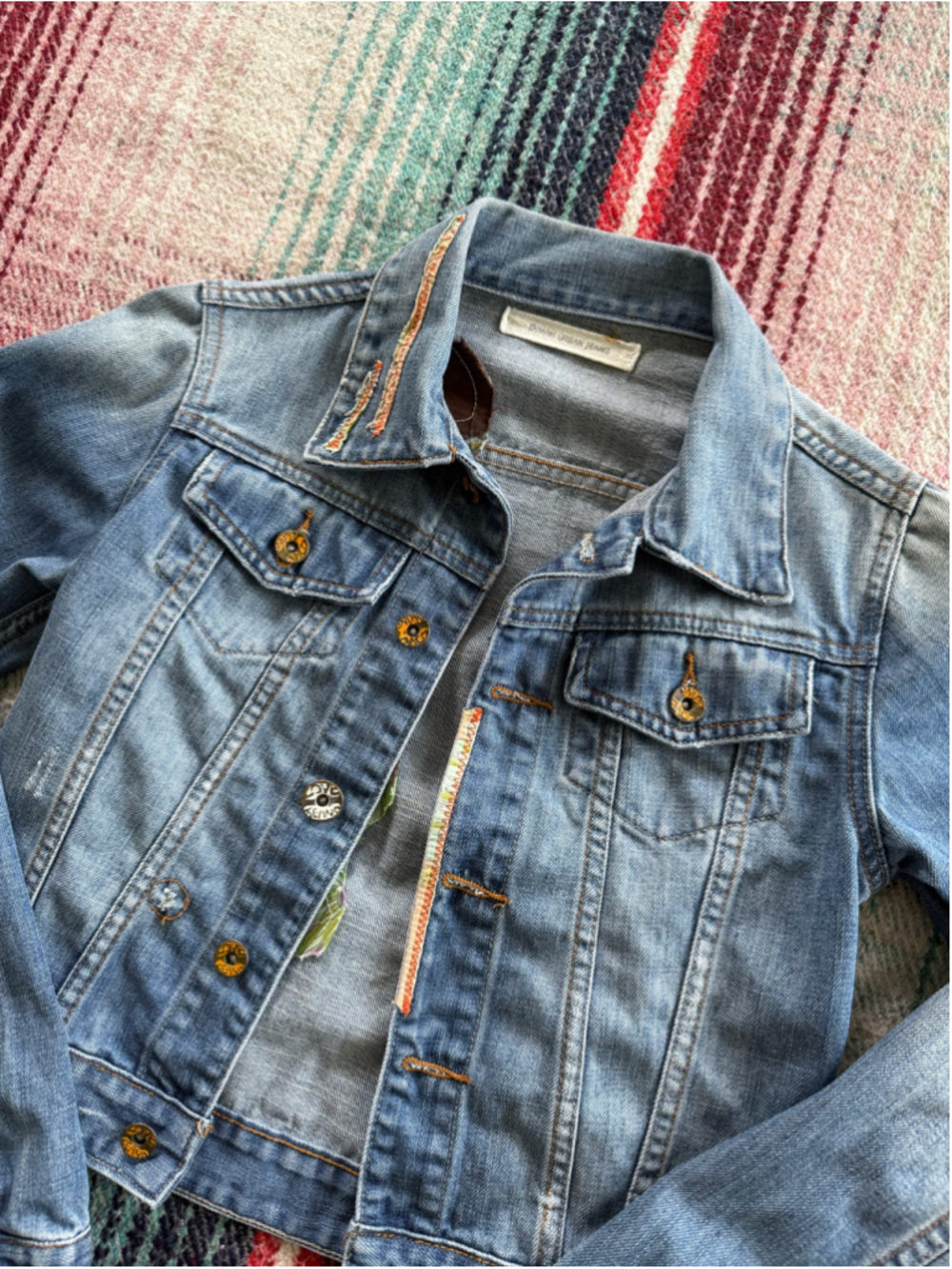 Daniel Urban Patchwork/Embroidered Denim Jacket S